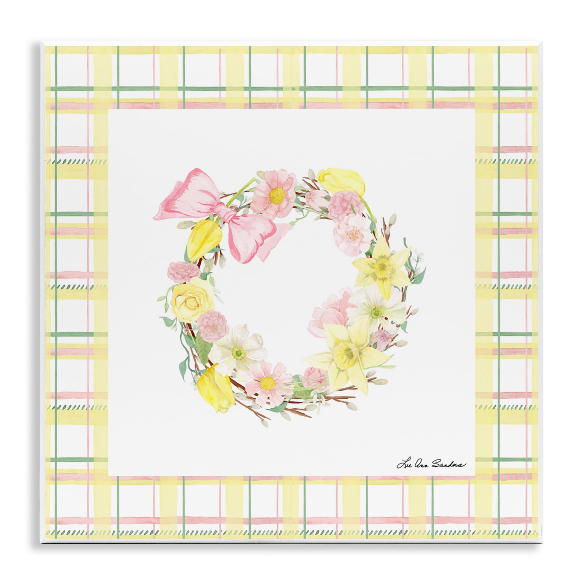 Wreath in Spring Pastels Wall Plaque Art, design by Lee Ann Sanders