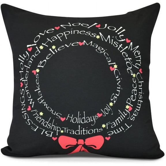 Wreath of Words Word Print Pillow