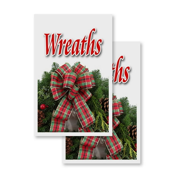 Wreaths (2-PACK) 24" x 36" Vinyl Decals | Sign Insert Peel & Stick Decals Stickers Window Signs