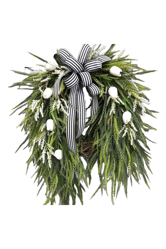 Wreaths for Front Door Floral Wreath Year Round Outside Rose Spring Summer With Green Farmhouse Home Indoor Wall Window Wedding Greeny Decorations 40Cm Utility