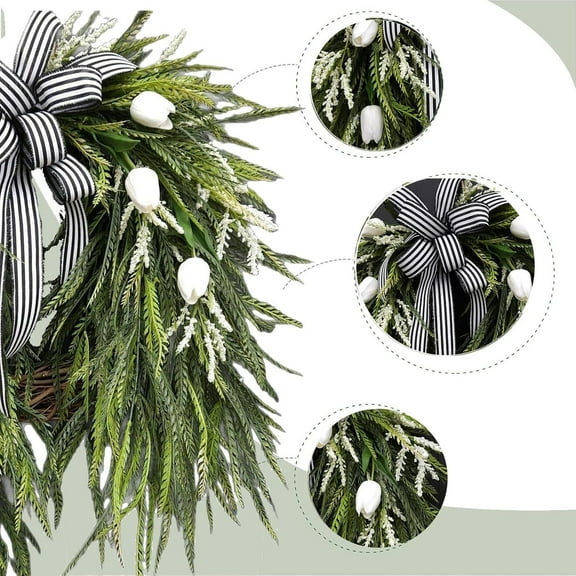 Wreaths For Front Door Floral Wreath Year Round Outside Rose Spring Summer With Green Farmhouse Home Indoor Wall Window Wedding Greeny Decorations Wreath 40cm Green Home Decor