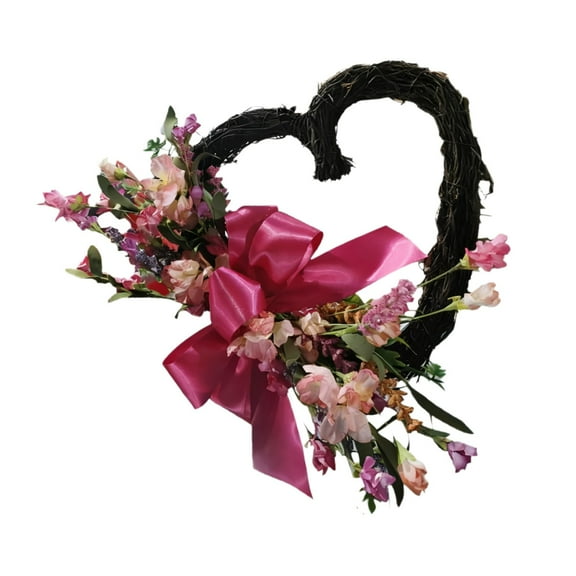 Wreaths for Front Door Outside Valentine Decorations for The Home Heart Shaped Wreath for Outdoor Valentine's Day Wreath Decoration, Valentines Day Decor, Pink