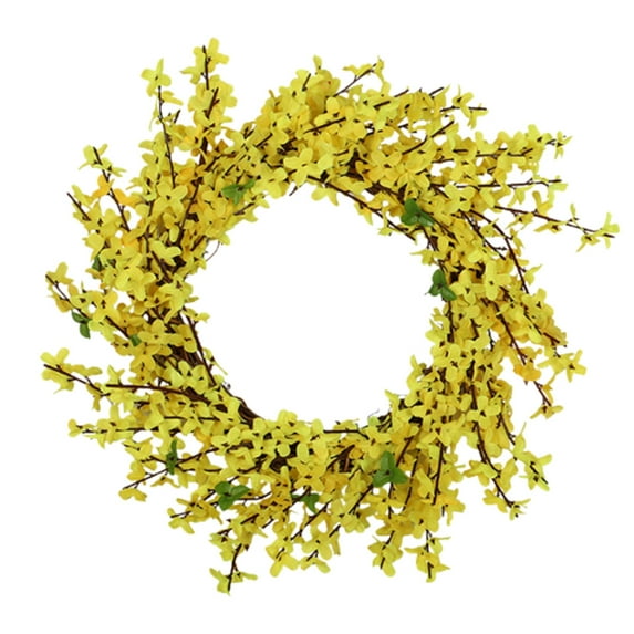 Wreaths for Front Door Promotion Sale! Coolmade Artificial Forsythia Flower Wreath Yellow Flower Door Wreath Flower Spring/Summer Wreath for Front Door Wedding Home Decor, Home Decor Clearance Sale