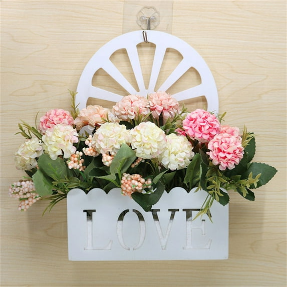 Wreaths for Front Door Promotion Sale! Nomeni Artificial Silk Flowers in Hanging Basket Outdoor Indoor Patio Garden Decor Artificial Hanging in Basket, Home Decor Clearance Sale Pink