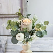 Wreaths Qwtwty Thanksgiving Halloween Pumpkin Candle Holders Scented Wreath Decorative Ring Decorative Items Table Decorations