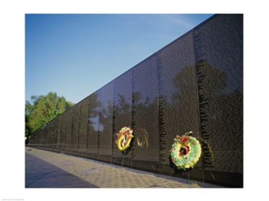 Wreaths on the Vietnam Veterans Memorial Wall Vietnam Veterans Memorial Washington DC USA Canvas Art - (24 x 18)
