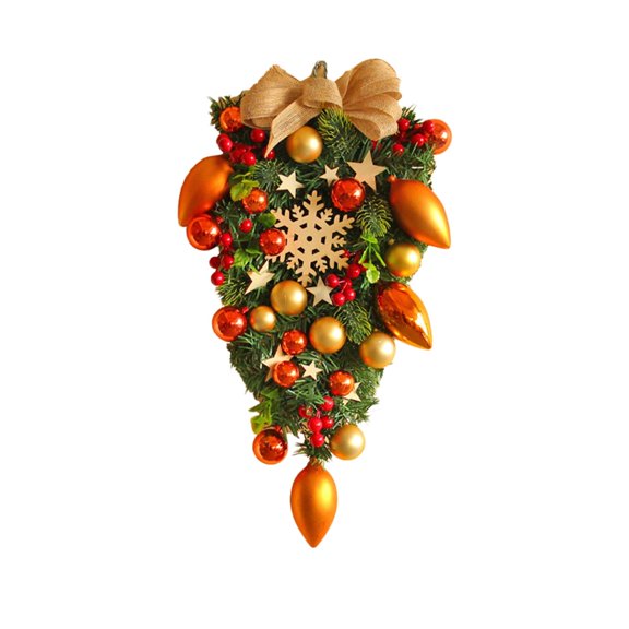 Wreaths with LED Lights Material All Weather Durable Battery Operated Flickering Light for Stairs Fireplaces Entrance Holiday