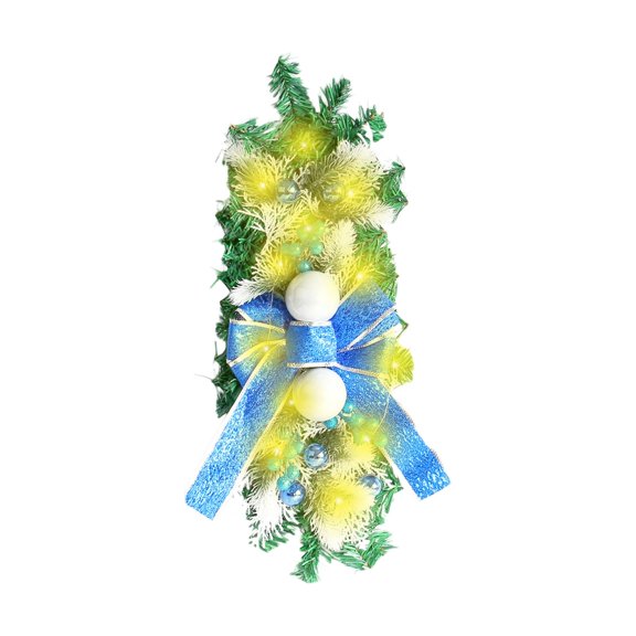 Wreaths with LED Lights Material All Weather Durable Battery Powered Flickering Light for Entrance Stairs Fireplaces Holiday