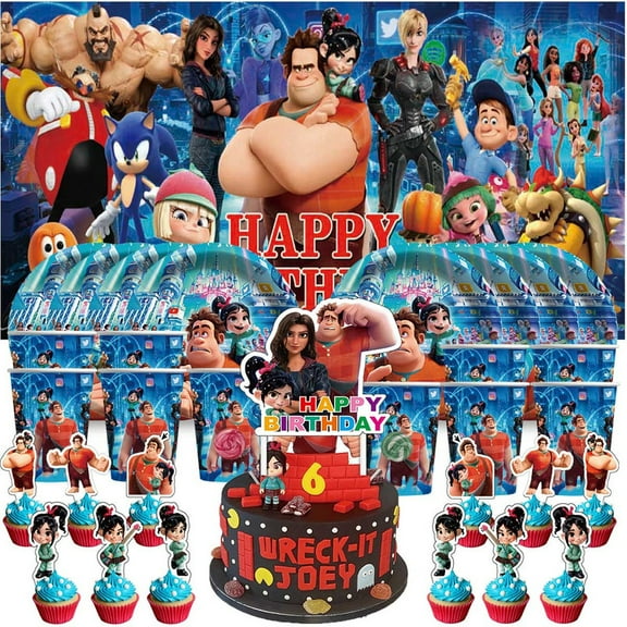 Wreck-It Ralph Birthday Cups Party Supplies Decor Backdrop Plates Fans Decorations Banner