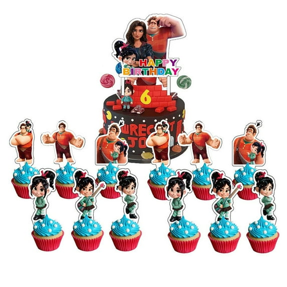 Wreck-It Ralph Cake Topper Cupcake Set Party Supplies Decoration Birthday Decor Kit