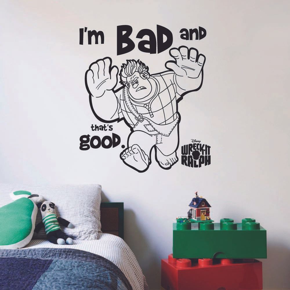 Wreck It Ralph Disney Movie I'm Bad And That's Good Quote Vinyl Wall Art Wall Sticker Wall Decal Decoration For Home Room Wall Boys Girls Kids Room Playroom Wall Décor Décor Design Size (40x40 inch) - image 1 of 3