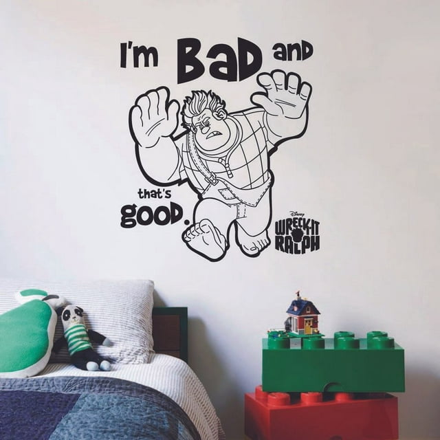 Wreck It Ralph Disney Movie I'm Bad And That's Good Quote Vinyl Wall Art Wall Sticker Wall Decal Decoration For Home Room Wall Boys Girls Kids Room Playroom Wall Décor Décor Design Size (40x40 inch)