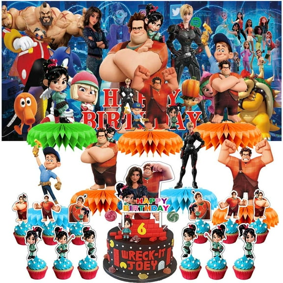 Wreck It Ralph Party Decorations Decor Supplies Honeycomb Centerpieces Table Toppers Cake Toppers for Birthday Photo Props