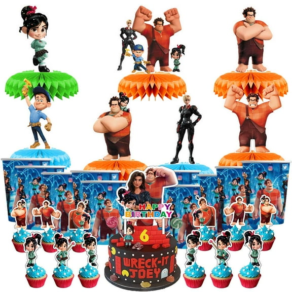 Wreck It Ralph Party Supplies Decor Cups Fans Decorations Honeycomb Centerpieces Cake Toppers