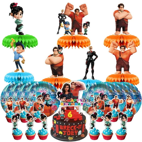 Wreck It Ralph Party Supplies Decor Plates Fans Decorations Honeycomb Centerpieces Cake Toppers