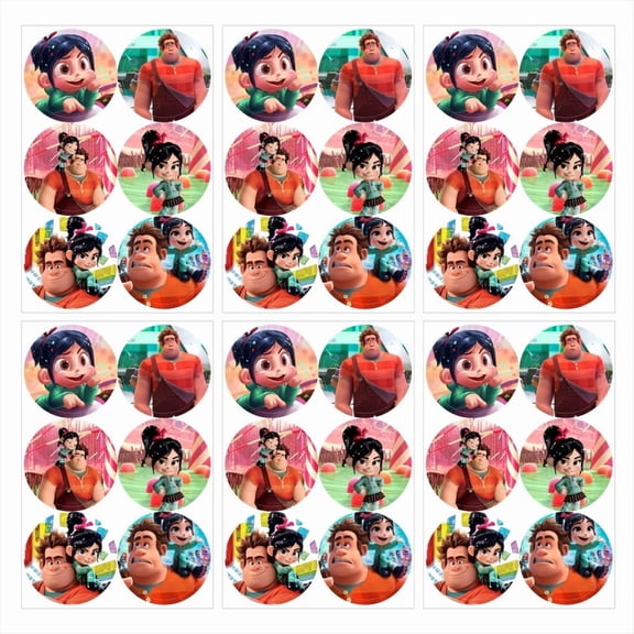 Wreck It Ralph Stickers Party Favors Labels Birthday Thank You Themed Round Circle Baby Shower 60pcs