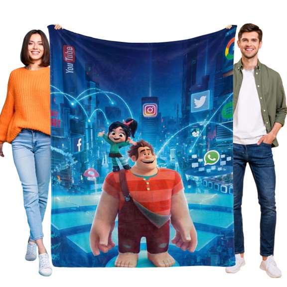 Wreck It Ralph-Anti-Pilling Flannel Blanket Soft Lightweight Plush Fuzzy Cozy Luxury Blanket for Home and Kitchen Use Perfect for Kids and Adults 52"*60"(130cm*150cm)