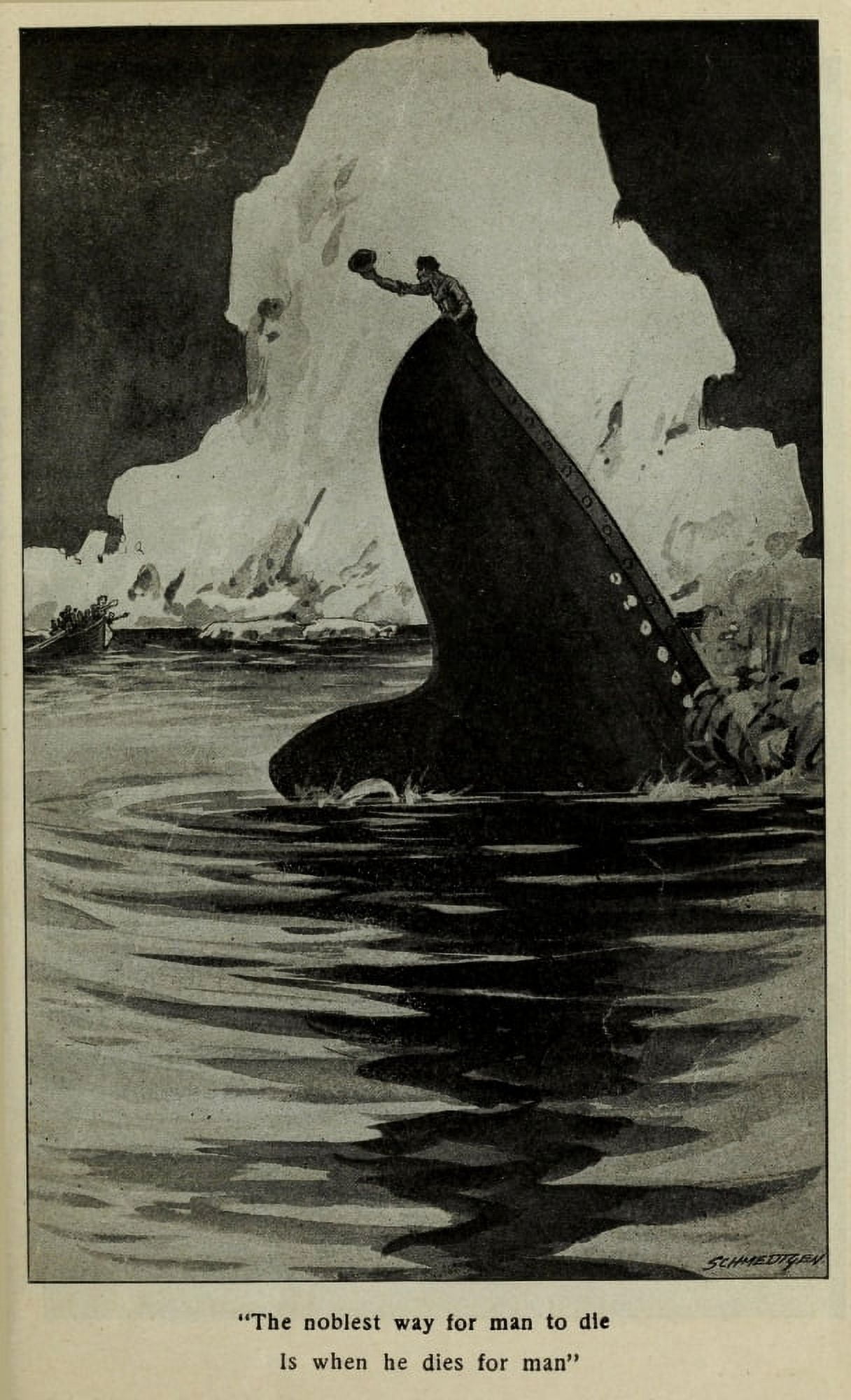 Wreck & Sinking of the Titanic 1912 The noblest way for man to die Canvas Art - WH Schmedtgen (24 x 36)