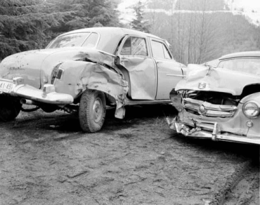 Wreck caused by side swipe at high speed Canvas Art - (24 x 36)