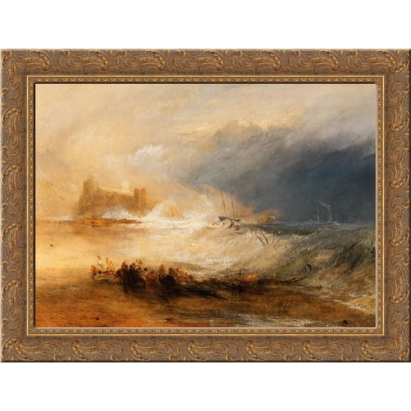 Wreckers ' Coast of Northumberland 24x20 Gold Ornate Wood Framed Canvas Art by Turner, Joseph Mallord William