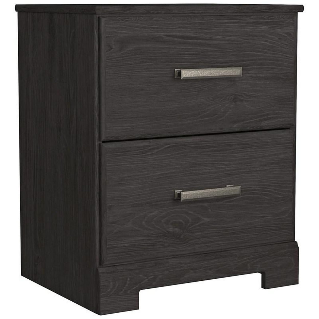 Wren 24 Inch Modern Rustic Wood Nightstand 2 Drawers Oak Grain Black - Saltoro Sherpi