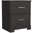 thumbnail image 1 of Wren 24 Inch Modern Rustic Wood Nightstand 2 Drawers Oak Grain Black - Saltoro Sherpi, 1 of 6