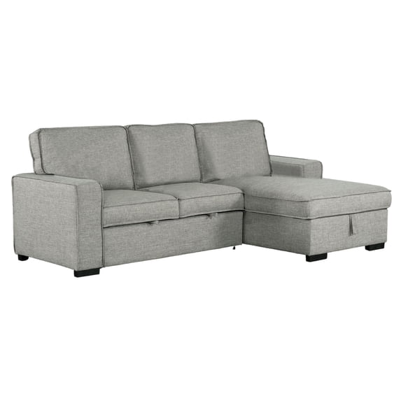 Wren 95" Light Gray Right Facing Sleeper Sectional with Storage Fabric Frame