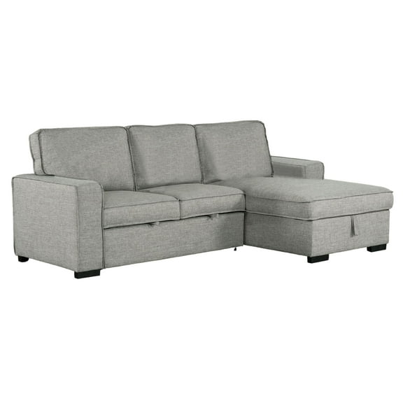 Wren 95" Light Gray Right Facing Sleeper Sectional with Storage Fabric Frame