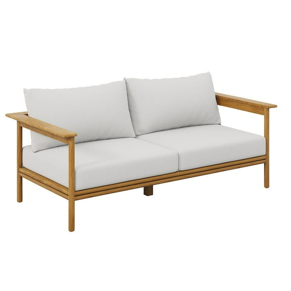 Modway Wren Outdoor Patio Teak Wood Sofa in Natural Sail