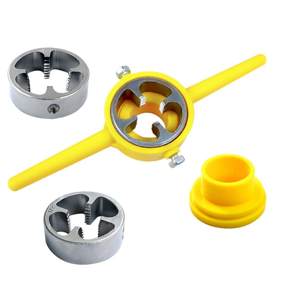 Wrench,3/4'' 1'' Set Manual 1/2'' 3/4'' Reusable Round Wrench Set Kit Reusable Pipe Tap Set 6pcs 1'' Dies Pvc Pipe Pvc Maker Round Pvc Dies Pipe Tool Kit Pipe Set Hand Wrench Die Set Tap Die