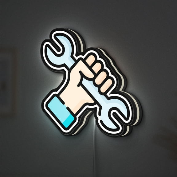 Wrench 3D Novelty Light Box, Light-Up Decor Accent for Garages and DIY Workbenches (Width 16 inch, 40cm)