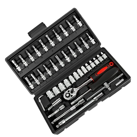 Wrench 53pcs Ratchet Wrench & Socket Tools Set 1/4-inch Drive Screwdriver Repairing Kit Combination Socket Wrench Drive Socket Set With Storage Case For Home Car Automobile Bike