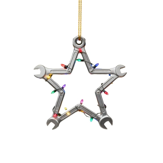 Wrench Christmas Ornament,2D Flat Acrylic Mechanic Ornaments for Christmas Tree,Mechanic Repair Shop Decor Tools Garage Ornament,Christmas Tree Keepsake,Acrylic Car Hanging Decoration,B