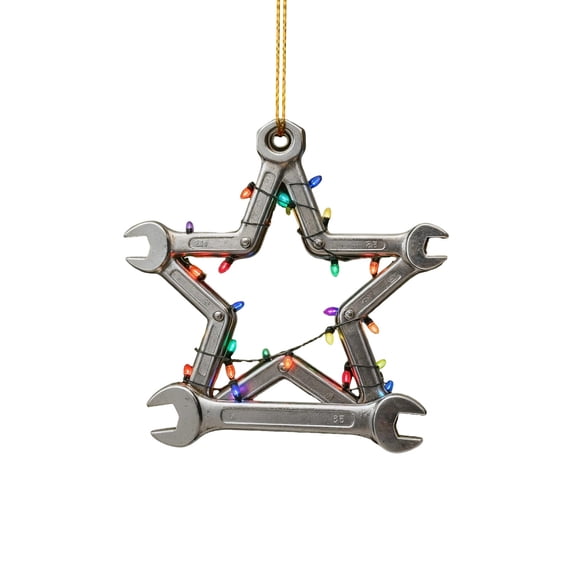 Wrench Christmas Ornament,2D Flat Acrylic Mechanic Ornaments for Christmas Tree,Mechanic Repair Shop Decor Tools Garage Ornament,Christmas Tree Keepsake,Acrylic Car Hanging Decoration,A