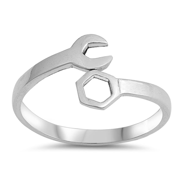 Wrench Cutout Wrap Thumb Ring .925 Sterling Silver Band Jewelry Female Male Unisex Size 7