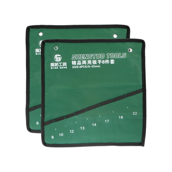 Wrench Organizer 8 Pockets 12" x 12" Canvas Roll Up Pouch Tool Bag Holder 2 Packs