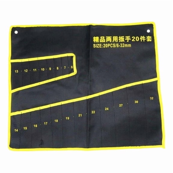 Wrench Organizer Roll Up Bag for Metric Combination Wrenches 8mm-24mm, Heavy Duty Canvas Tool Roll Pouch with Size Markings, Hanging Tool Storage Holder with Metal Grommets