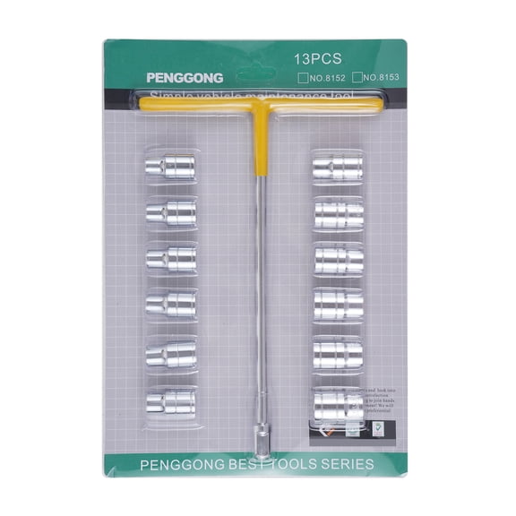Wrench socket,Socket Set 1/2'' Set 1/2'' T-handle Tools Kit Socket 1pcs T Handle Kit Socket Set 12pcs Socket Tools Kit Includes 1pcs And 12pcs Socket Wrench Kit Includes 13 Pieces Socket