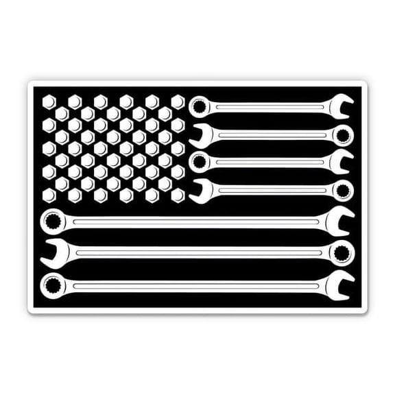 Wrenches And Bolts USA Flag Mechanic - 12" Vinyl Sticker Waterproof Decal
