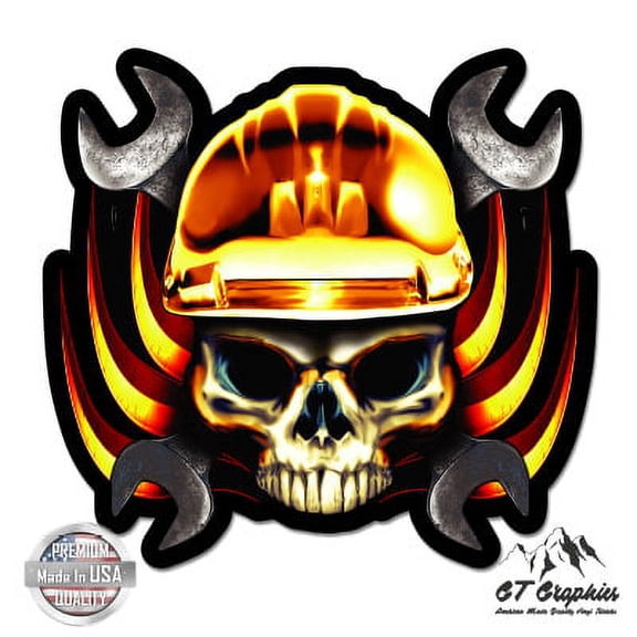 Wrenches Skull - 5" Vinyl Sticker - For Car Laptop I-Pad - Waterproof Decal