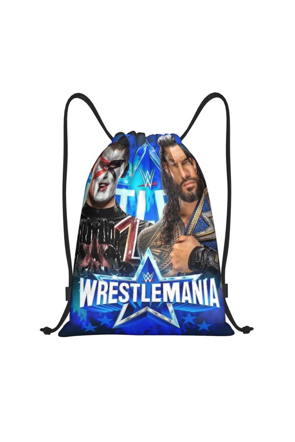 Wres-Tler W-W,E Drawstring Bag Waterproof Adjustable Lightweight Sport Gym Sack Cute Cartoon Drawstring Backpack For Men Women