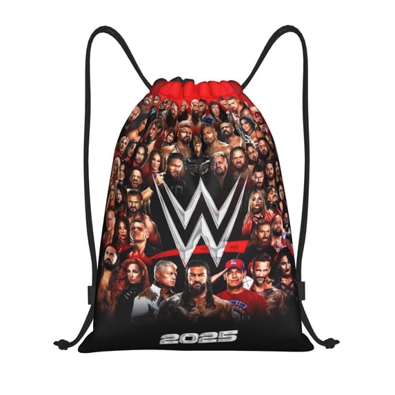 Wres-Tler W-W,E Drawstring Bag Waterproof Adjustable Lightweight Sport Gym Sack Cute Cartoon Drawstring Backpack For Men Women