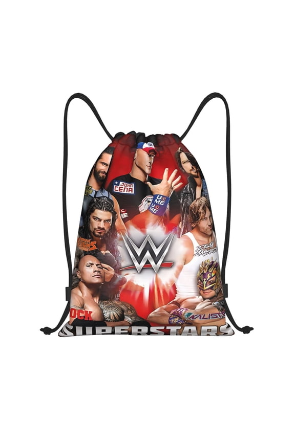 Wres-Tler W-W,E Drawstring Bag Waterproof Adjustable Lightweight Sport Gym Sack Cute Cartoon Drawstring Backpack For Men Women