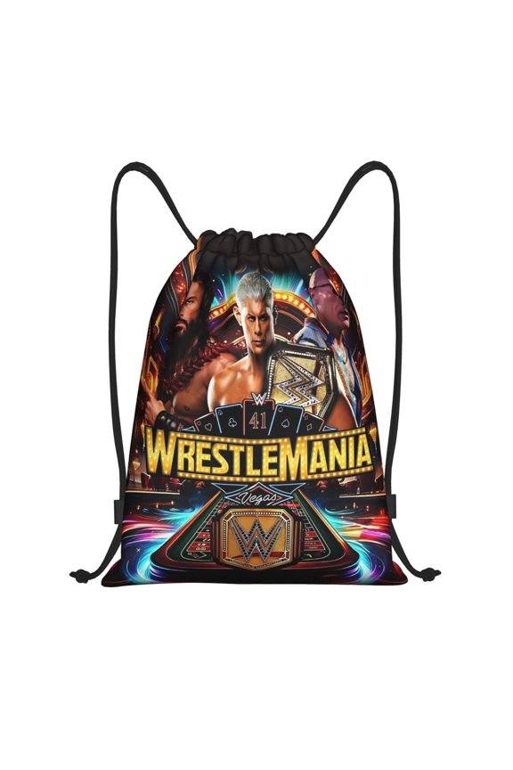 Wres-Tler W-W,E Drawstring Bag Waterproof Adjustable Lightweight Sport Gym Sack Cute Cartoon Drawstring Backpack For Men Women