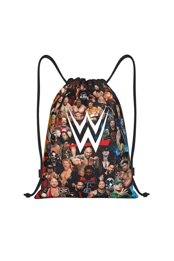 Wres-Tler W-W,E Drawstring Bag Waterproof Adjustable Lightweight Sport Gym Sack Cute Cartoon Drawstring Backpack For Men Women