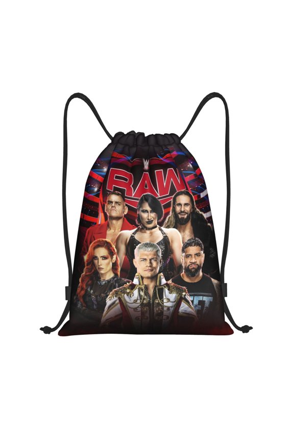 Wres-Tler W-W,E Drawstring Bag Waterproof Adjustable Lightweight Sport Gym Sack Cute Cartoon Drawstring Backpack For Men Women