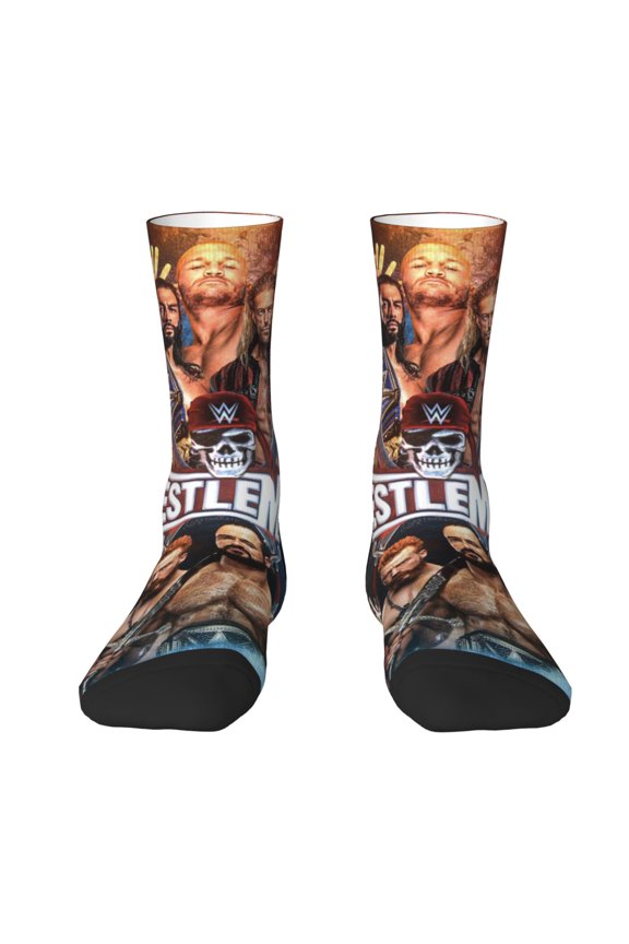 Wres-Tler W-W,E Socks Novelty Crew Socks Casual Funny Crazy Dress Socks For Women Men