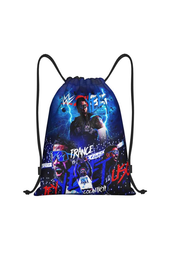 Wres-tler Jey US-0 Drawstring Bag Waterproof Adjustable Lightweight Sport Gym Sack Cute Cartoon Drawstring Backpack For Men Women