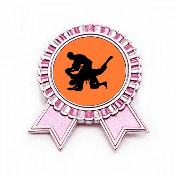 Wrestle Robust Performance Tournament Badge Brooch Pin Pink Winner Award Medal