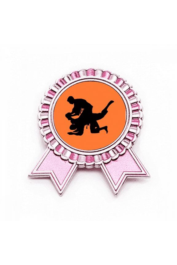 Wrestle Robust Performance Tournament Badge Brooch Pin Pink Winner Award Medal